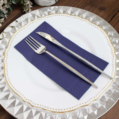 50 - Pack Paper Napkins Navy Blue - Soft Disposable 2 - Ply Dinner Napkins for Weddings - Bell Racket Store