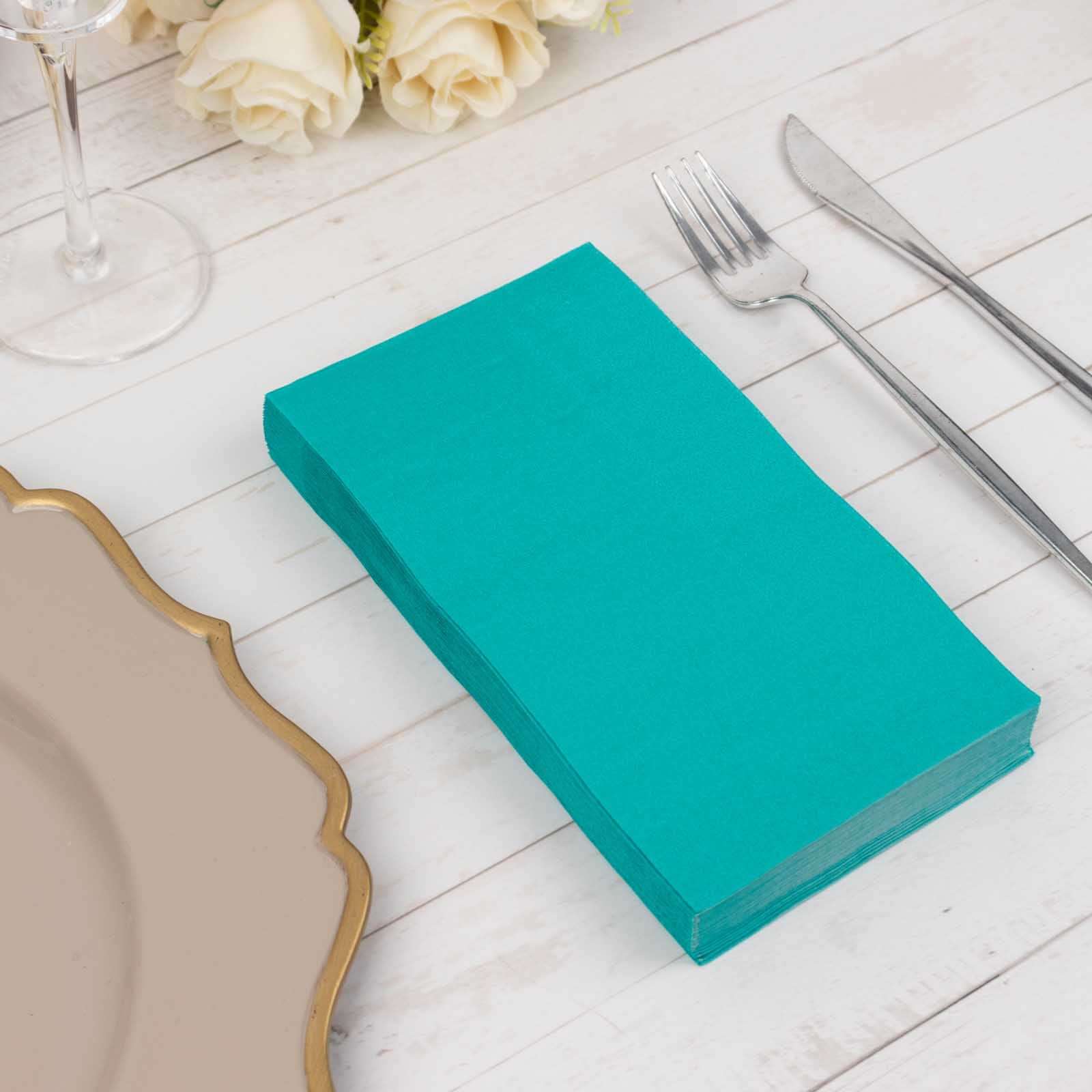 50 - Pack Paper Napkins Turquoise - Soft Disposable 2 - Ply Dinner Napkins for Weddings - Bell Racket Store