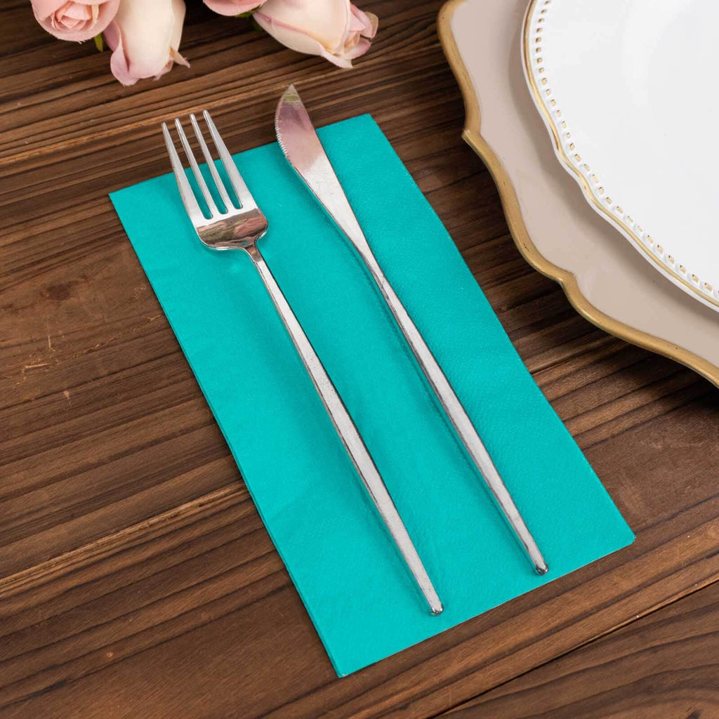 50 - Pack Paper Napkins Turquoise - Soft Disposable 2 - Ply Dinner Napkins for Weddings - Bell Racket Store