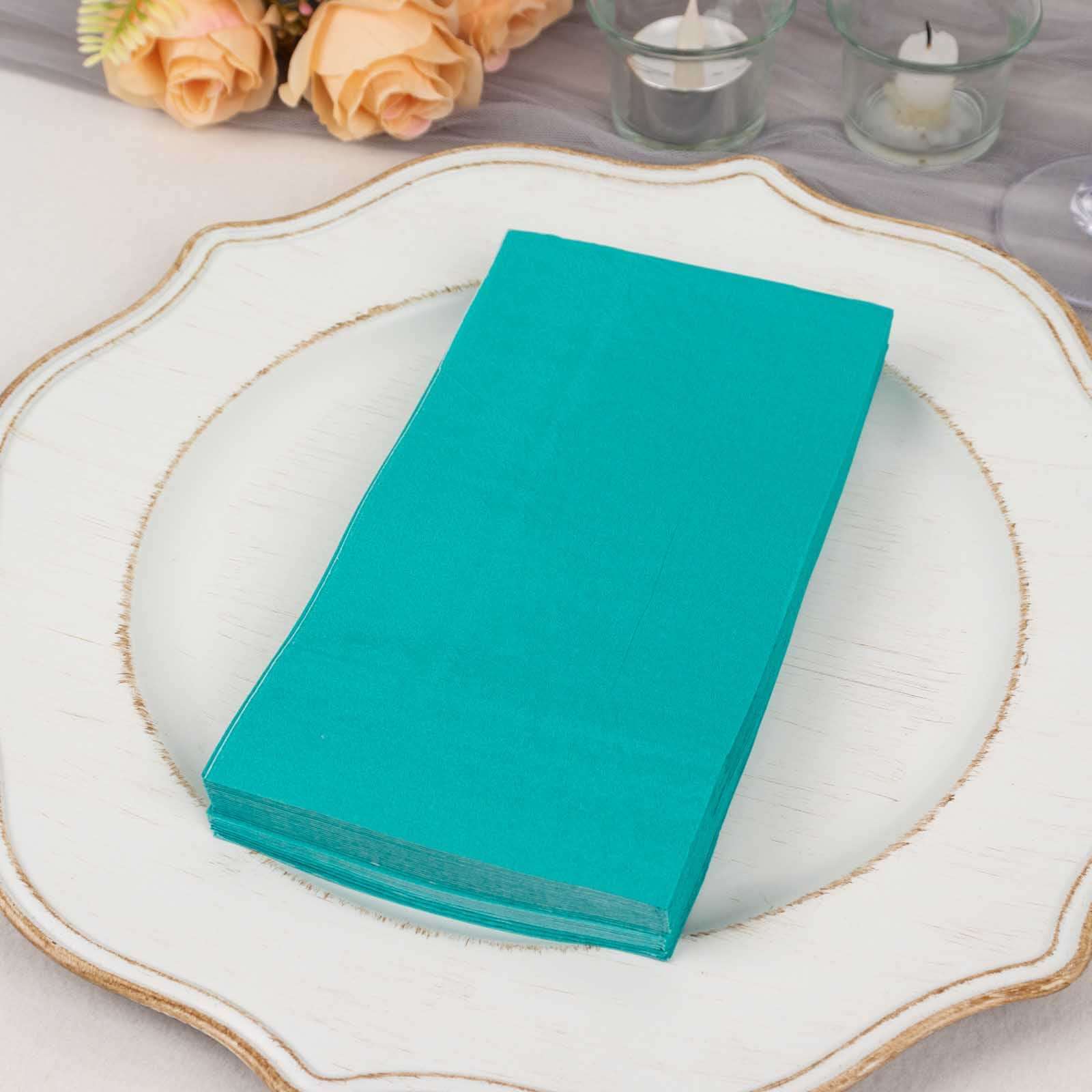 50 - Pack Paper Napkins Turquoise - Soft Disposable 2 - Ply Dinner Napkins for Weddings - Bell Racket Store
