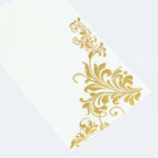 50 - Pack Paper Napkins White with Gold Baroque Floral Print - Stylish Disposable Dinner Napkins 8"x4" - Bell Racket Store