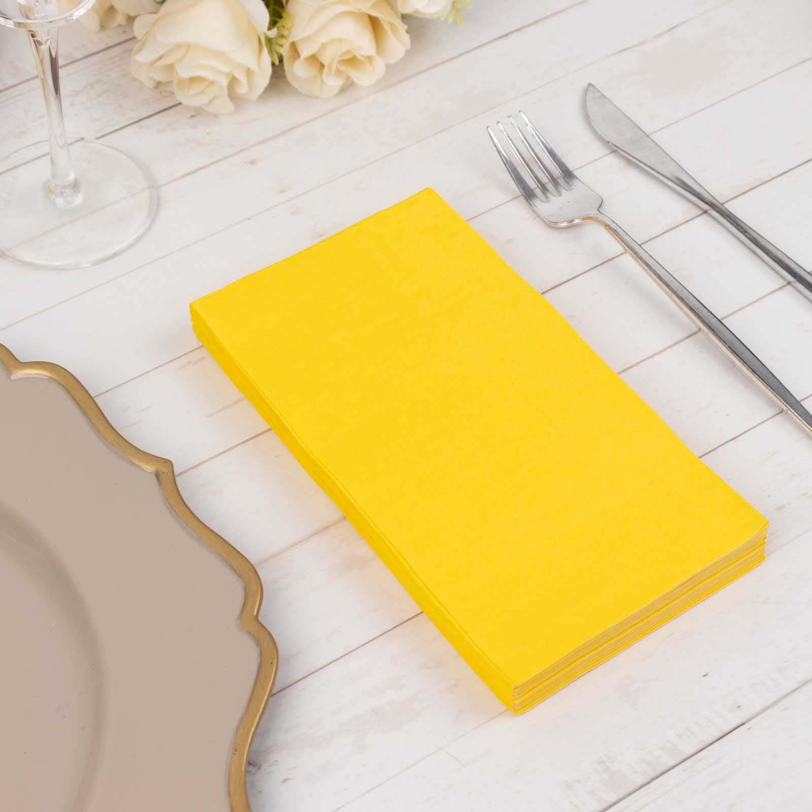 50 - Pack Paper Napkins Yellow - Soft Disposable 2 - Ply Dinner Napkins for Weddings - Bell Racket Store