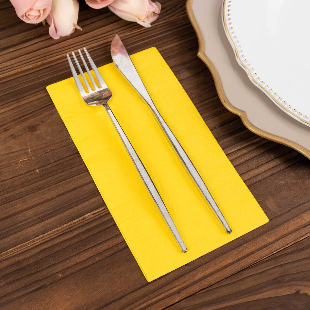 50 - Pack Paper Napkins Yellow - Soft Disposable 2 - Ply Dinner Napkins for Weddings - Bell Racket Store