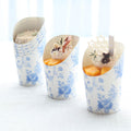 50 - Pack Paper Popcorn Box Cone Cups French Toile Floral Pattern White Blue - Perfect for Snacks 14oz - Bell Racket Store
