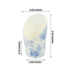 50 - Pack Paper Popcorn Box Cone Cups French Toile Floral Pattern White Blue - Perfect for Snacks 14oz - Bell Racket Store