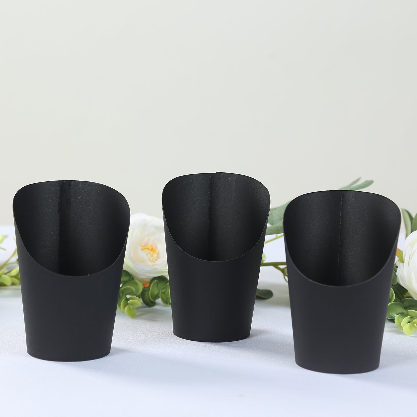 50 - Pack Paper Popcorn Box Snack Cups Cone Design Black - Great for Appetizers 14oz - Bell Racket Store