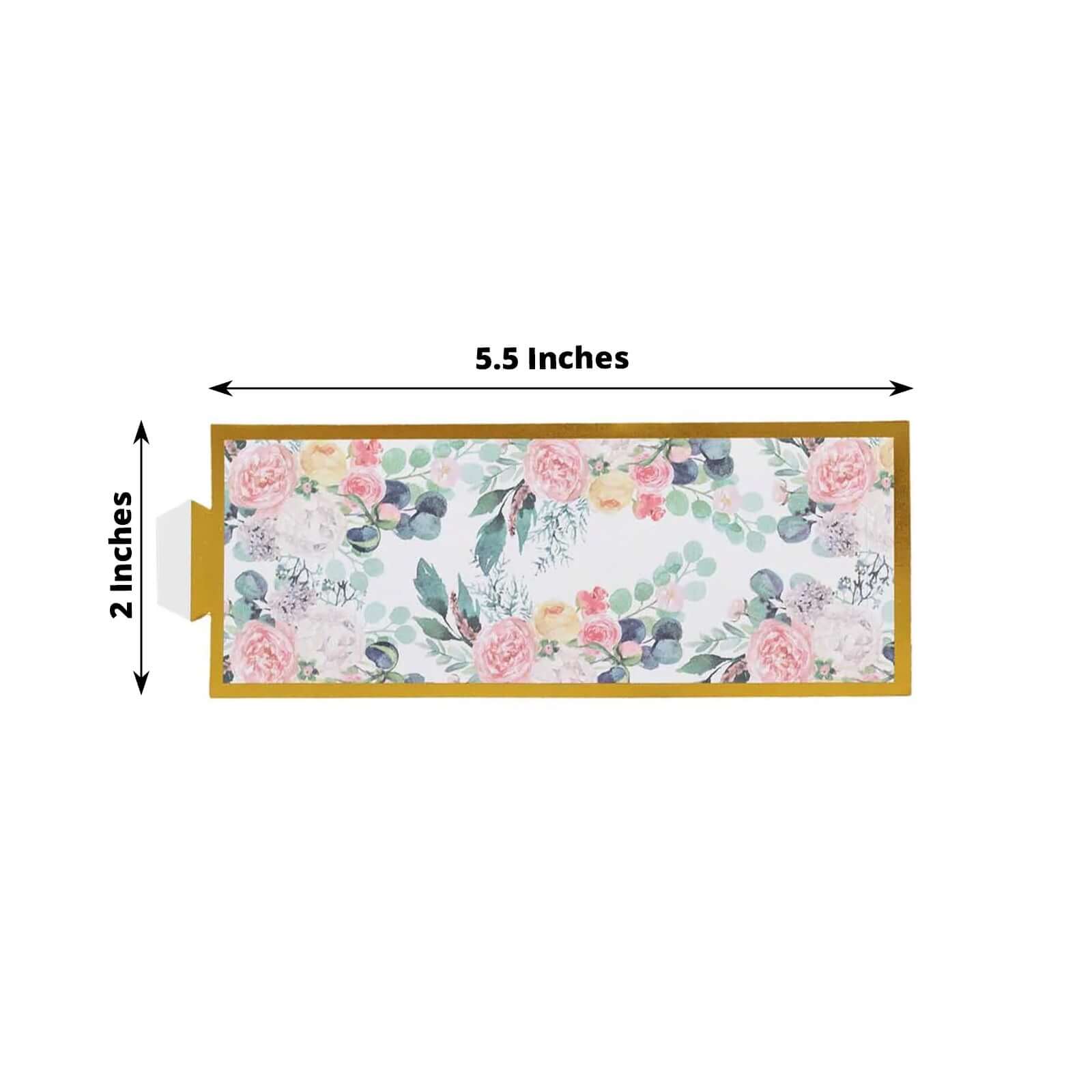 50 Pack Pink Peony Floral Paper Napkin Holder Bands with Gold Edge, Disposable Napkin Rings - 1.5" - Bell Racket Store