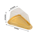 50 - Pack Plastic Cake Slice Favor Containers Gold/Clear - Chic Individual Cheesecake Pie Party Favor Boxes with Lid for Events & Catering 6"x4.5"x2.5" - Bell Racket Store