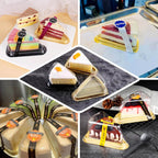 50 - Pack Plastic Cake Slice Favor Containers Gold/Clear - Chic Individual Cheesecake Pie Party Favor Boxes with Lid for Events & Catering 6"x4.5"x2.5" - Bell Racket Store
