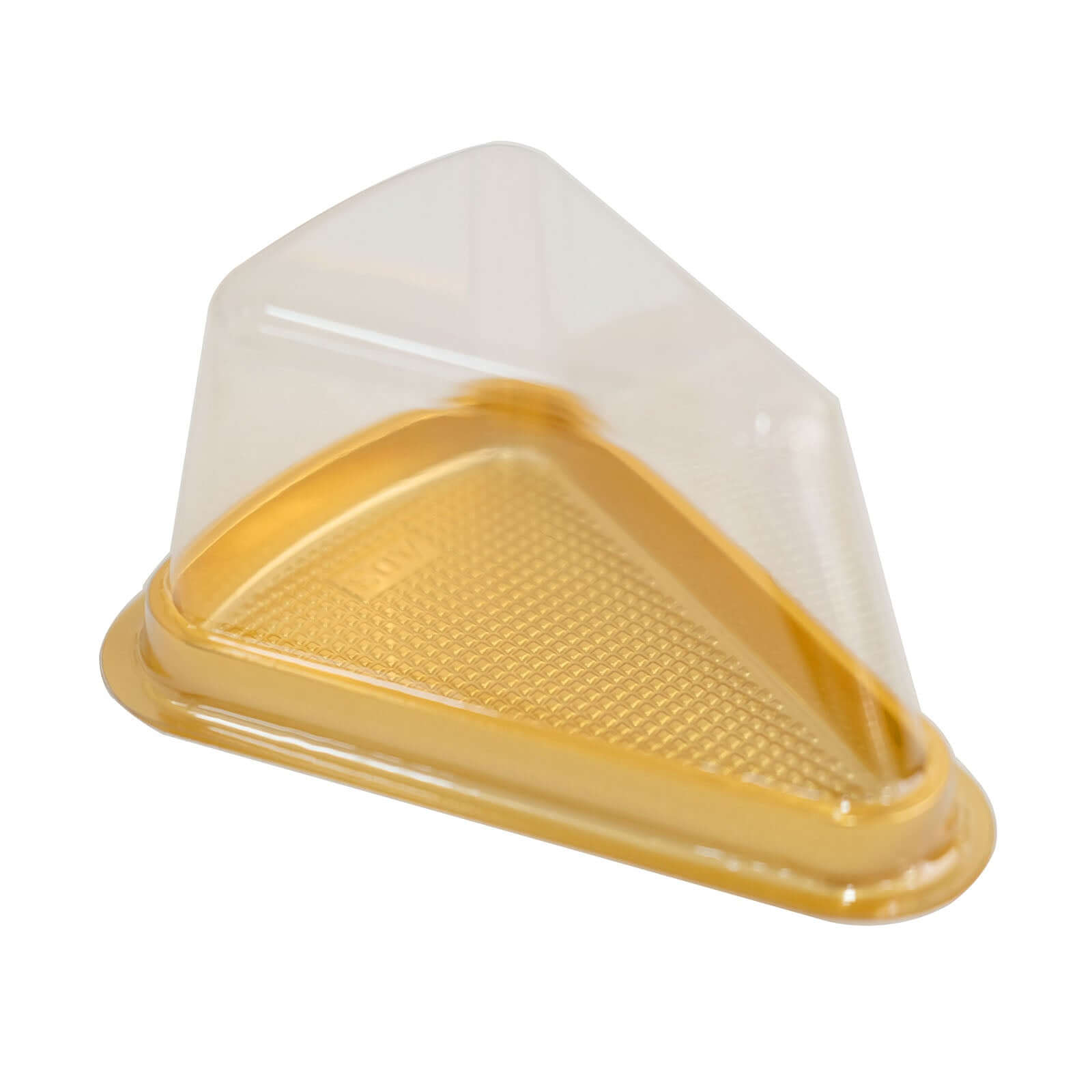 50 - Pack Plastic Cake Slice Favor Containers Gold/Clear - Chic Individual Cheesecake Pie Party Favor Boxes with Lid for Events & Catering 6"x4.5"x2.5" - Bell Racket Store