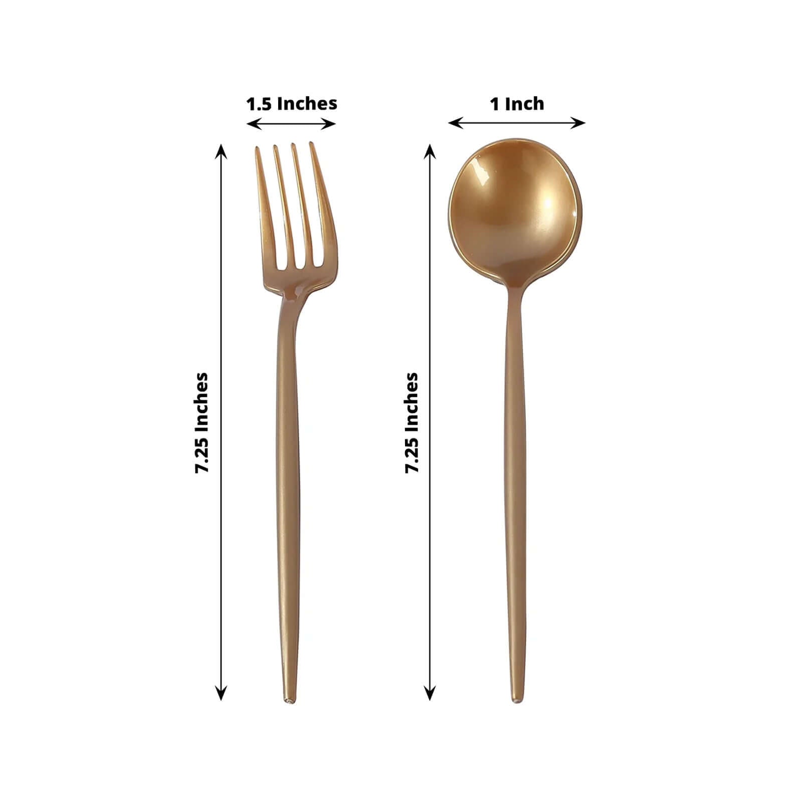 50 - Pack Plastic Dessert Forks and Spoons with Gold Shiny Finish - Heavy Duty Disposable Silverware - Bell Racket Store