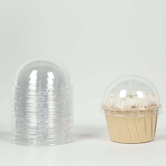 50 - Pack Plastic Dome Lids For Cupcake Liners Clear - Food Safe Disposable Baking Cake Cup Lids for Dessert Buffets Bakery Displays & Party Favors 3" - Bell Racket Store