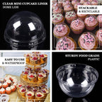 50 - Pack Plastic Dome Lids For Cupcake Liners Clear - Food Safe Disposable Baking Cake Cup Lids for Dessert Buffets Bakery Displays & Party Favors 3" - Bell Racket Store