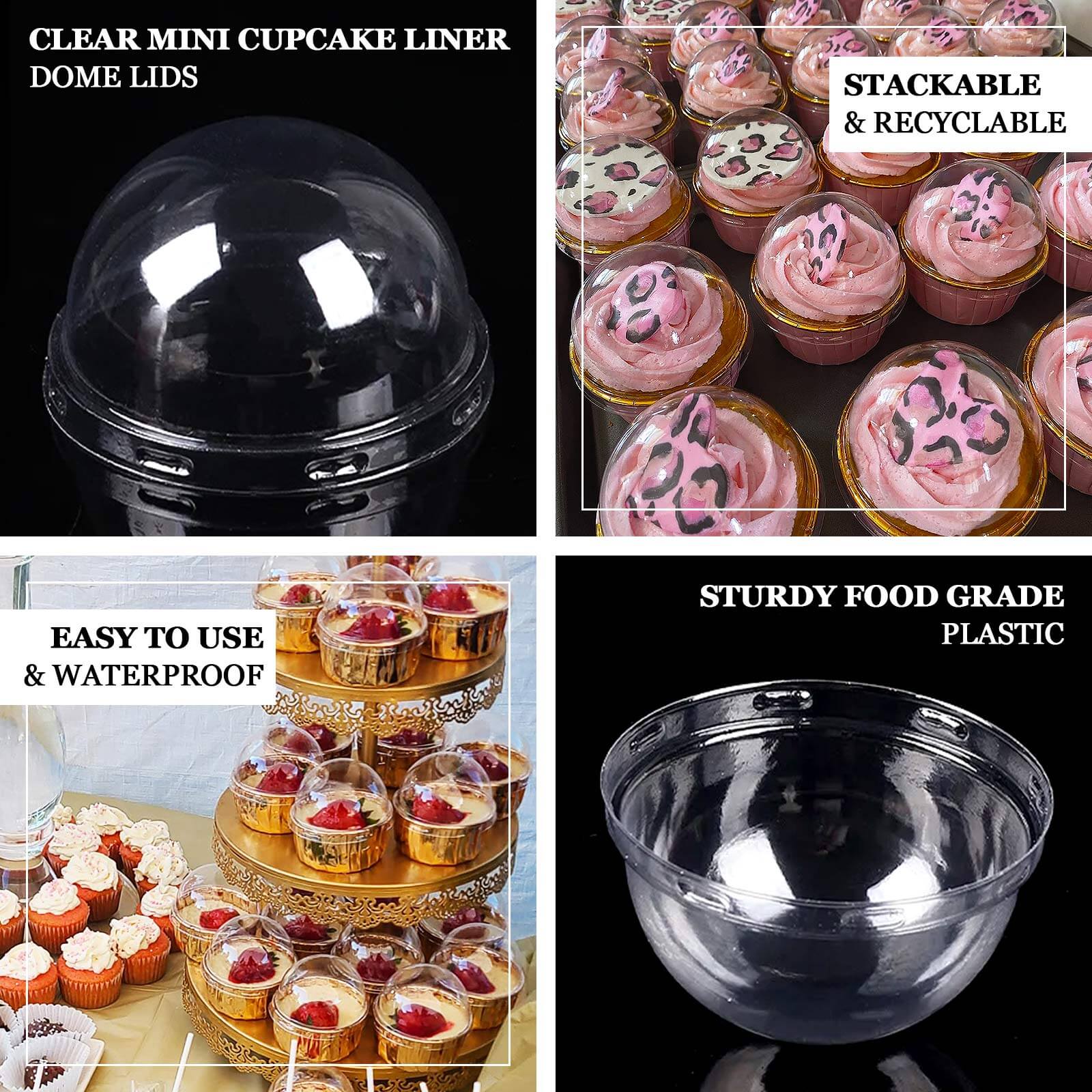 50 - Pack Plastic Dome Lids For Cupcake Liners Clear - Food Safe Disposable Baking Cake Cup Lids for Dessert Buffets Bakery Displays & Party Favors 3" - Bell Racket Store