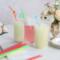 50 - Pack Plastic Drink Pouches 12oz Clear - Stand Up Reclosable Hand - Held Juice Smoothie Drink Bags with Straws and Zipper for Travel & Festivals - Bell Racket Store