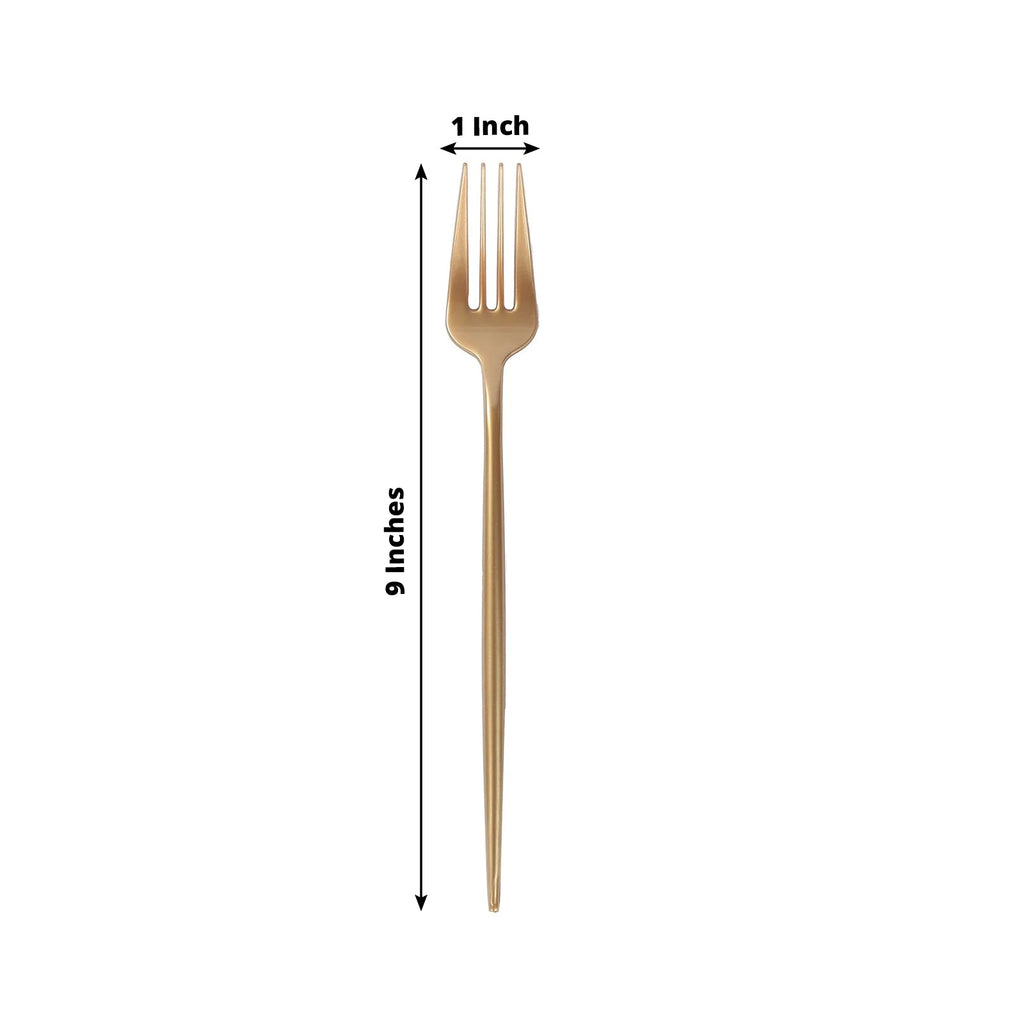 50 - Pack Plastic Forks Gold - Premium Disposable Heavy Duty Sleek Dinner Flatware - Bell Racket Store