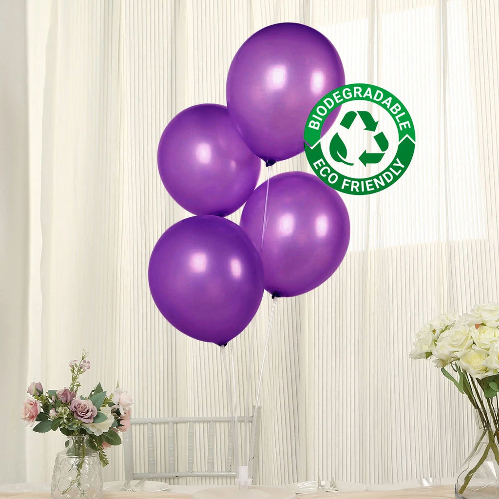 50 Pack Purple Biodegradable Balloons, 12" Thickened Extra Strong Eco - friendly Latex Helium Party Balloons - Bell Racket Store