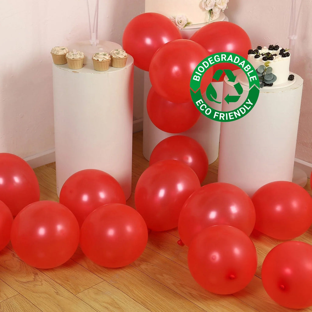 50 Pack Red Biodegradable Balloons, 12" Thickened Extra Strong Eco - friendly Latex Helium Party Balloons - Bell Racket Store