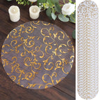 50 - Pack Table Placemats Embossed Foil Flower Design Metallic Gold Round - Sheer Organza Disposable Mats 13" - Bell Racket Store