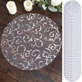 50 - Pack Table Placemats Embossed Foil Flower Design Metallic Silver Round - Sheer Organza Disposable Mats 13" - Bell Racket Store