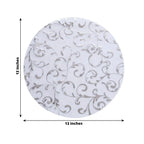 50 - Pack Table Placemats Embossed Foil Flower Design Metallic Silver Round - Sheer Organza Disposable Mats 13" - Bell Racket Store