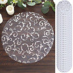 50 - Pack Table Placemats Embossed Foil Flower Design Metallic Silver Round - Sheer Organza Disposable Mats 13" - Bell Racket Store