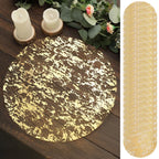 50 - Pack Table Placemats Foil Design Metallic Gold Round - Mesh Disposable Shiny Dining Mats 13" - Bell Racket Store