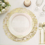 50 - Pack Table Placemats Foil Design Metallic Gold Round - Mesh Disposable Shiny Dining Mats 13" - Bell Racket Store