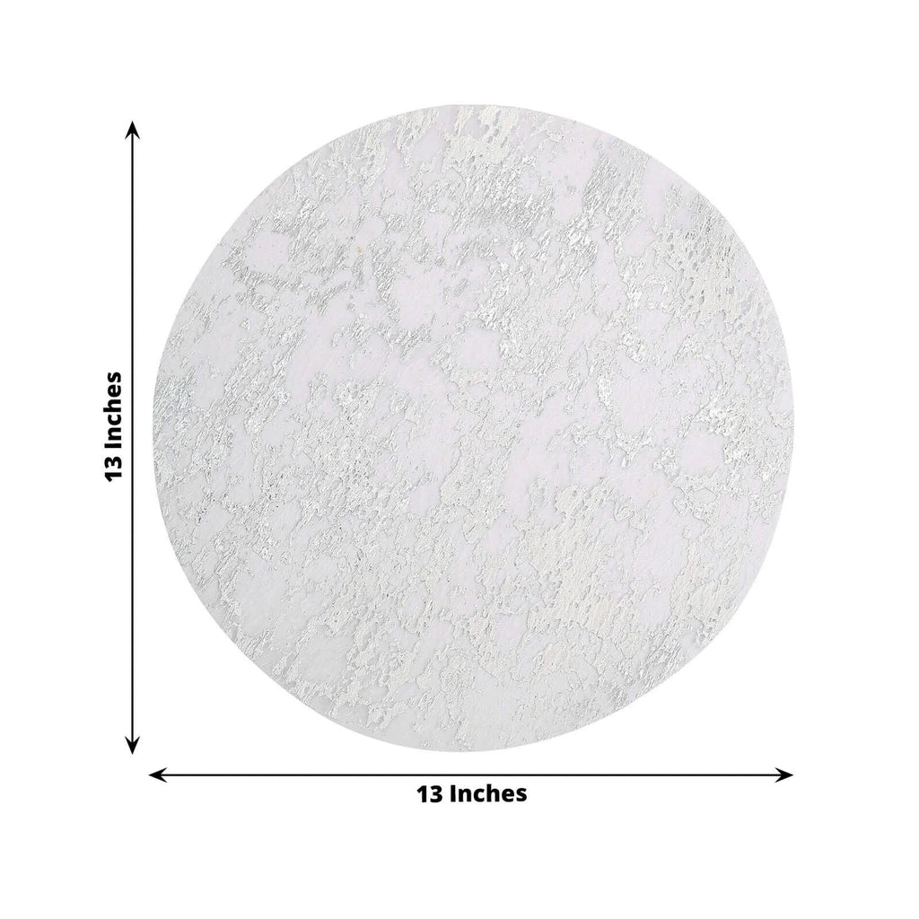 50 - Pack Table Placemats Foil Design Metallic Silver Round - Mesh Disposable Shiny Dining Mats 13" - Bell Racket Store