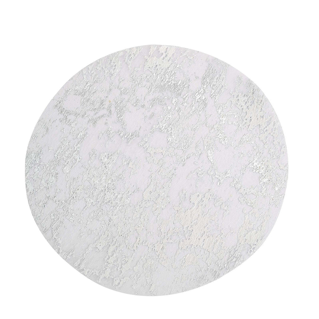 50 - Pack Table Placemats Foil Design Metallic Silver Round - Mesh Disposable Shiny Dining Mats 13" - Bell Racket Store