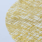 50 - Pack Table Placemats Glitter Design Metallic Gold Round - Mesh Polyester Disposable Mats 13" - Bell Racket Store