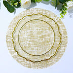 50 - Pack Table Placemats Glitter Design Metallic Gold Round - Mesh Polyester Disposable Mats 13" - Bell Racket Store
