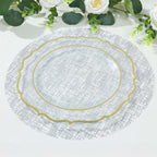 50 - Pack Table Placemats Glitter Design Metallic Silver Round - Mesh Polyester Disposable Mats 13" - Bell Racket Store