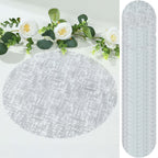 50 - Pack Table Placemats Glitter Design Metallic Silver Round - Mesh Polyester Disposable Mats 13" - Bell Racket Store