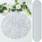 50 - Pack Table Placemats Glitter Design Metallic Silver Round - Mesh Polyester Disposable Mats 13" - Bell Racket Store