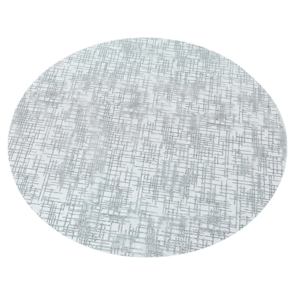 50 - Pack Table Placemats Glitter Design Metallic Silver Round - Mesh Polyester Disposable Mats 13" - Bell Racket Store
