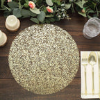 50 - Pack Table Placemats Sequin Design Metallic Gold Round - Mesh Disposable Dust - Free Dining Mats 13" - Bell Racket Store