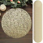 50 - Pack Table Placemats Sequin Design Metallic Gold Round - Mesh Disposable Dust - Free Dining Mats 13" - Bell Racket Store