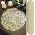 50 - Pack Table Placemats Sequin Design Metallic Gold Round - Mesh Disposable Dust - Free Dining Mats 13" - Bell Racket Store