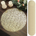 50 - Pack Table Placemats Sequin Design Metallic Gold Round - Mesh Disposable Dust - Free Dining Mats 13" - Bell Racket Store