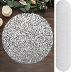 50 - Pack Table Placemats Sequin Design Metallic Silver Round - Mesh Disposable Dust - Free Dining Mats 13" - Bell Racket Store