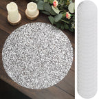 50 - Pack Table Placemats Sequin Design Metallic Silver Round - Mesh Disposable Dust - Free Dining Mats 13" - Bell Racket Store