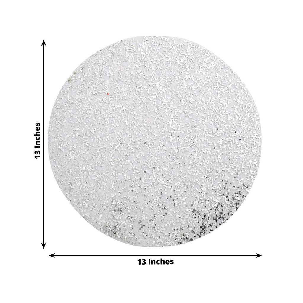 50 - Pack Table Placemats Sequin Design Metallic Silver Round - Mesh Disposable Dust - Free Dining Mats 13" - Bell Racket Store