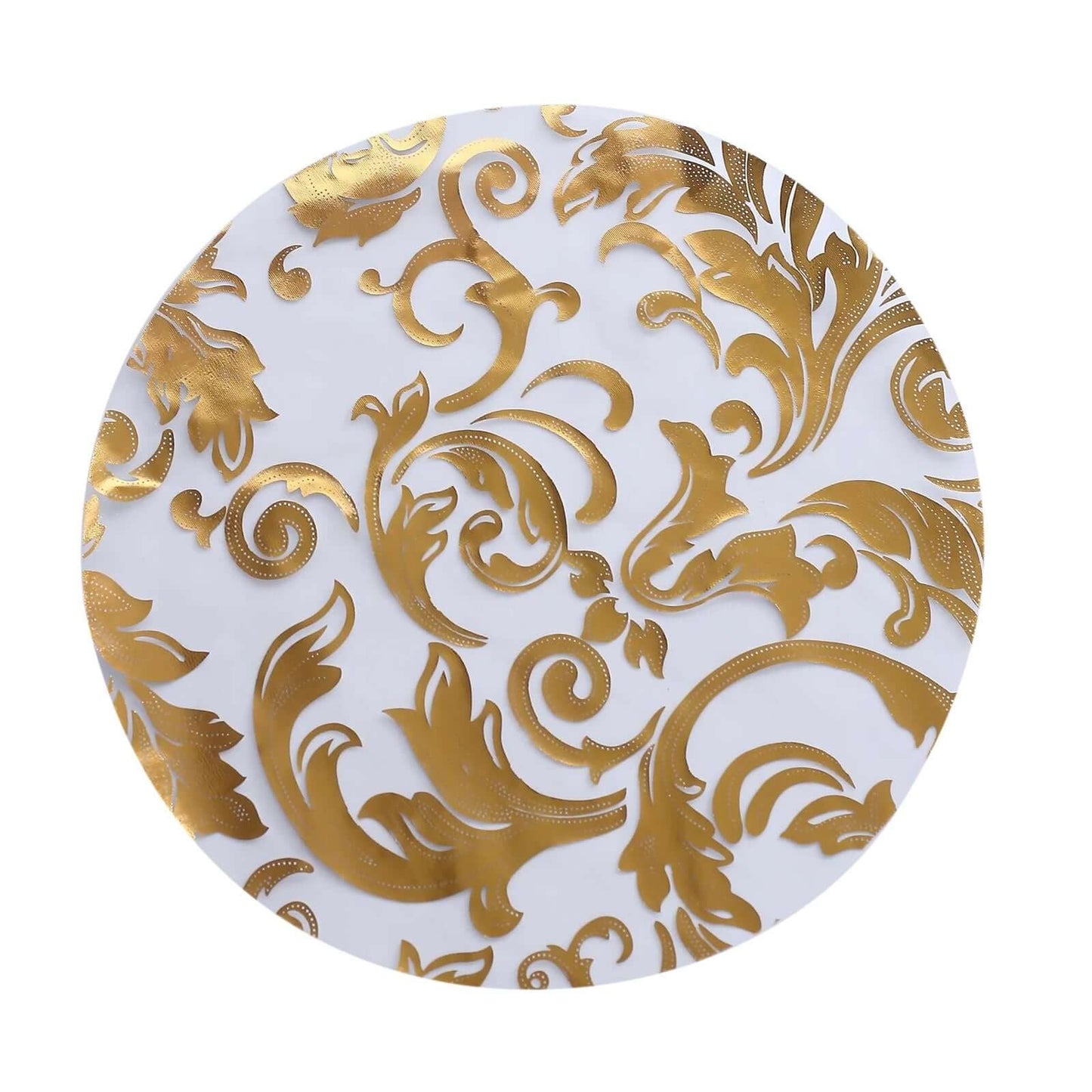 50 - Pack Table Placemats Swirl Foil Floral Design Metallic Gold Round - Sheer Organza Disposable Mats 13" - Bell Racket Store