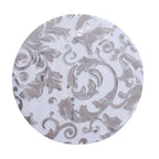 50 - Pack Table Placemats Swirl Foil Floral Design Metallic Silver Round - Sheer Organza Disposable Mats 13" - Bell Racket Store