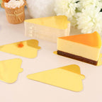 50 - Pack Triangle Cake Boards in Gold Cardboard - Grease Proof Mini Paper Trays for Pastries Cupcakes & Dessert Slices 2.8"x 4.5" - Bell Racket Store