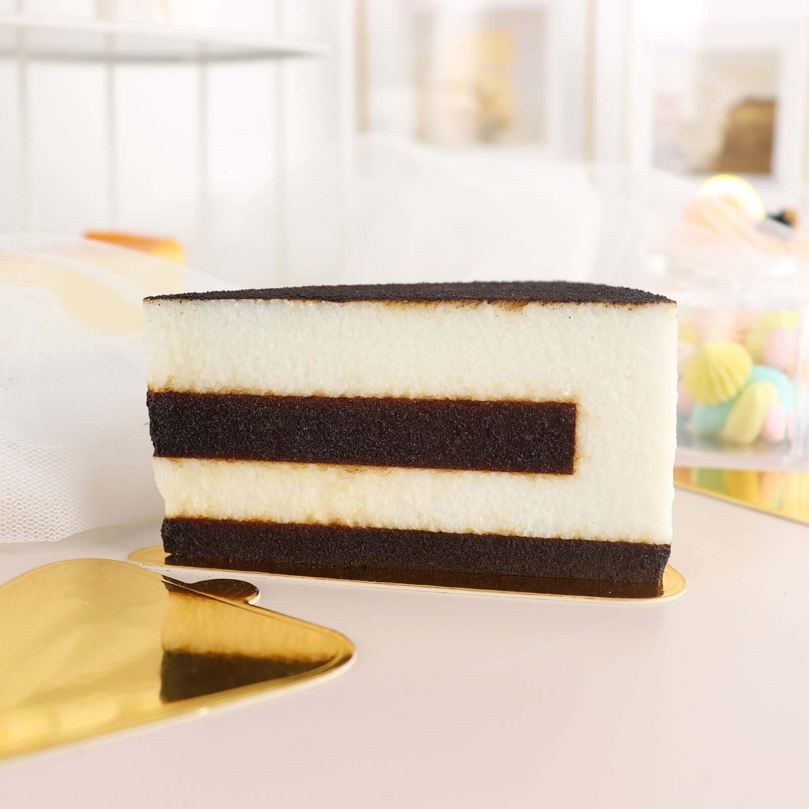 50 - Pack Triangle Cake Boards in Gold Cardboard - Grease Proof Mini Paper Trays for Pastries Cupcakes & Dessert Slices 2.8"x 4.5" - Bell Racket Store