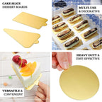 50 - Pack Triangle Cake Boards in Gold Cardboard - Grease Proof Mini Paper Trays for Pastries Cupcakes & Dessert Slices 2.8"x 4.5" - Bell Racket Store