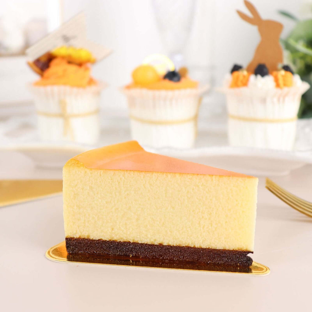 50 - Pack Triangle Cake Boards in Gold Cardboard - Grease Proof Mini Paper Trays for Pastries Cupcakes & Dessert Slices 2.8"x 4.5" - Bell Racket Store