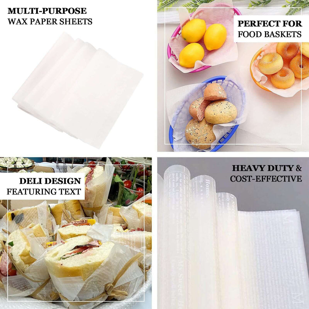 50 - Pack Wax Paper Basket Liners Rectangle Design White - Great for Food Presentation and Wrapping 9"x10" 35GSM - Bell Racket Store